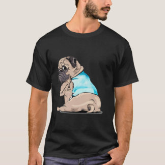 Pug Tattoos I Love DAD Sitting Funny Gift Father s T-Shirt