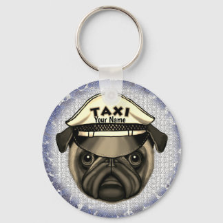 Pug Taxi Keychain