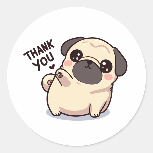 Pug — Thank you Classic Round Sticker (Front)