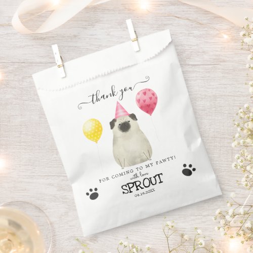 Pug Thank You Dog Treat Party Favor Bags