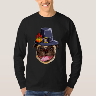 Pug Thanksgiving Pug Dog Hat Autumn Thanksgiving P T-Shirt