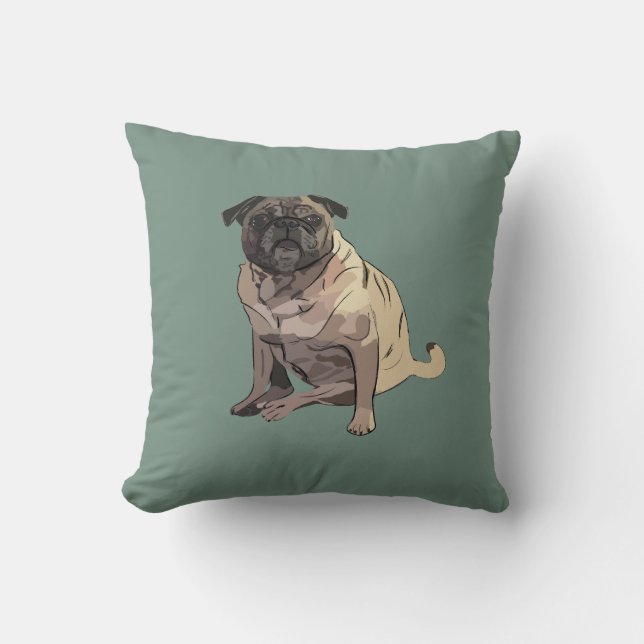 Pug Throw Pillow (Front)