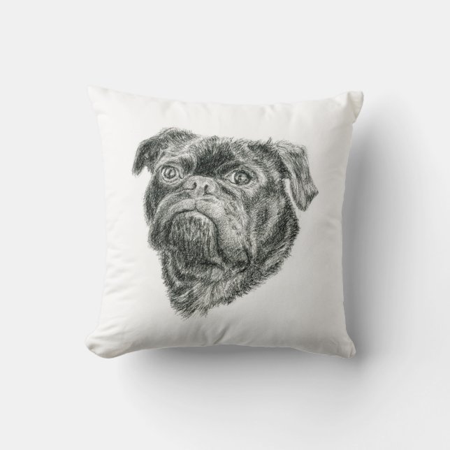 Pug Throw Pillow (Front)