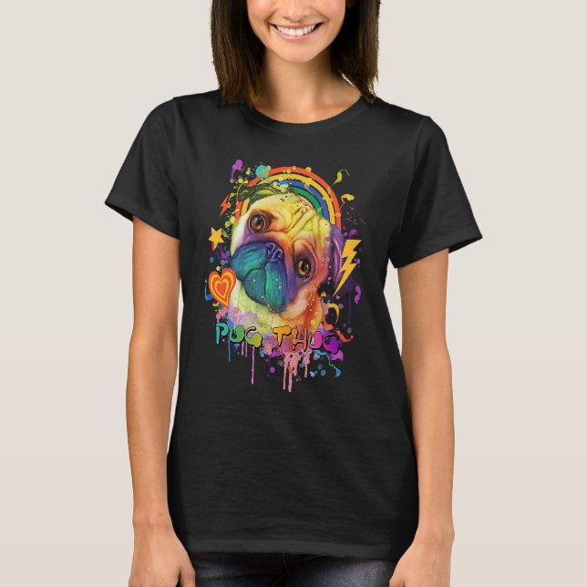 Pug Thug Dutch Bulldog Animal Pun Pug Owner Animal T-Shirt (Front)