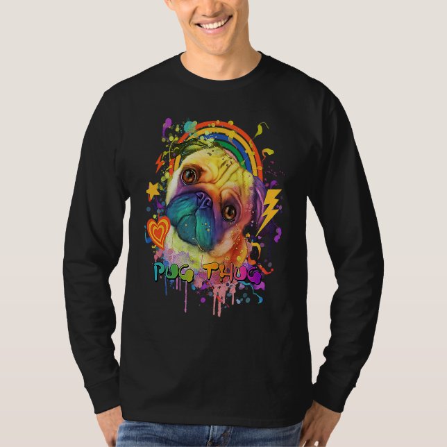 Pug Thug Dutch Bulldog Animal Pun Pug Owner Animal T-Shirt (Front)