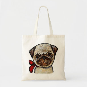Pug tote bag Cute pug grocery bag pug lover bag