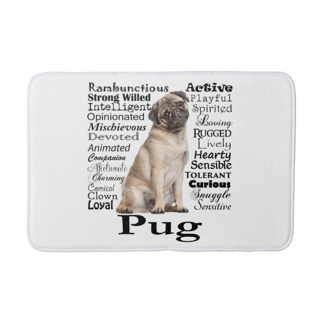 Pug Traits Bath Mat (Front)