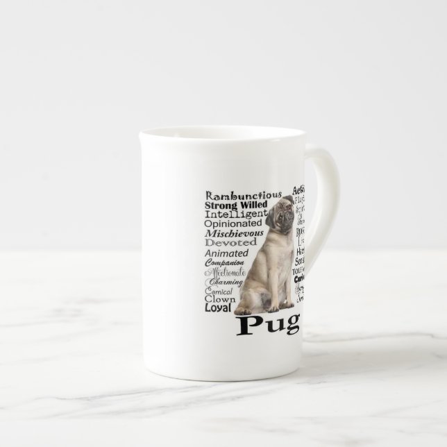 Pug Traits Bone China Mug (Front Right)