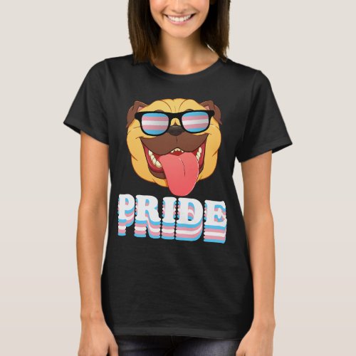 Pug Transgender Flag LGBT Trans Pride Month Week D T_Shirt