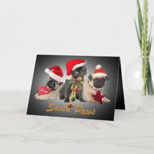 Pug Trio Santa's card