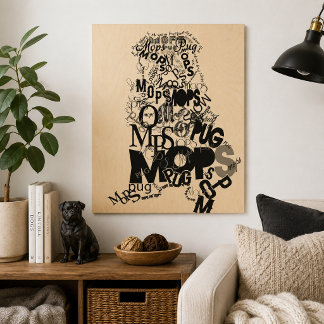 Pug Typography Art Dog Lover Gift