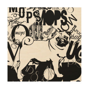 Pug Typography Art Funny Mops Dog Lover Gift