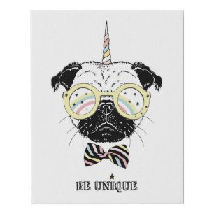 Pug Unicorn Be Unique Faux Canvas Print