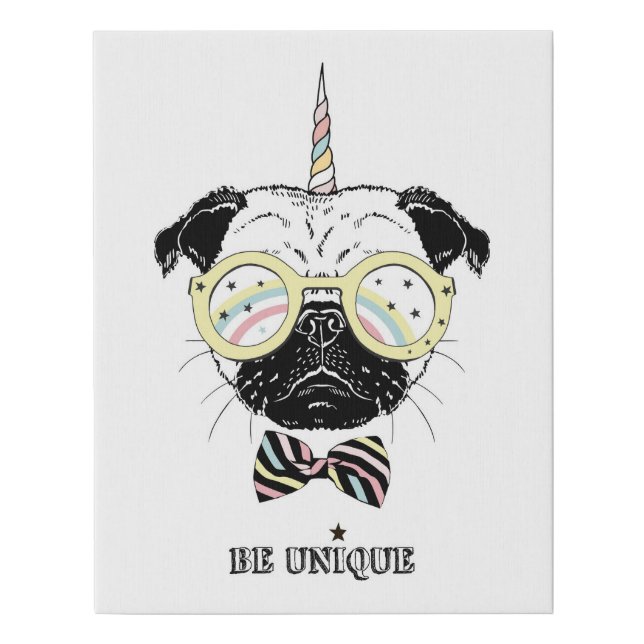 Pug Unicorn | Be Unique Faux Canvas Print (Front)