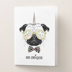 Pug Unicorn Be Unique Pocket Folder