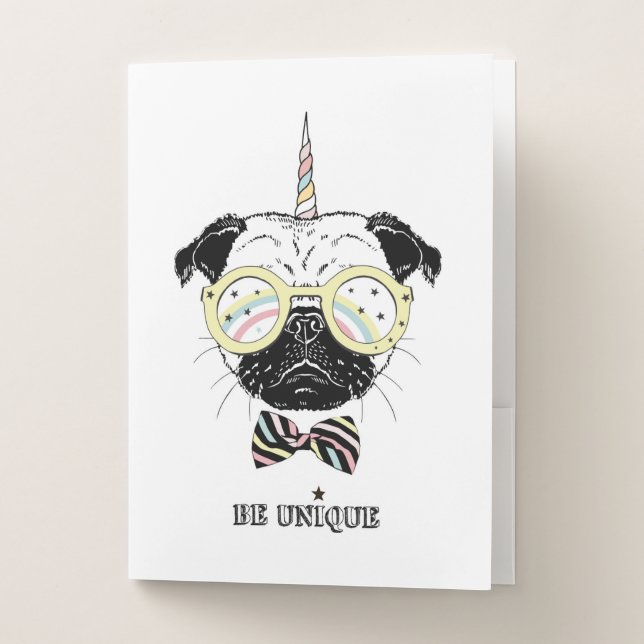 Pug Unicorn | Be Unique Pocket Folder (Front)