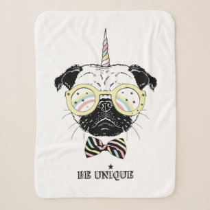 Pug Unicorn   Be Unique Sherpa Blanket