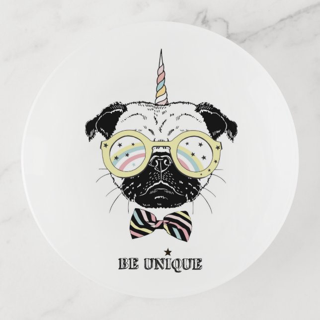 Pug Unicorn | Be Unique Trinket Tray (Front)