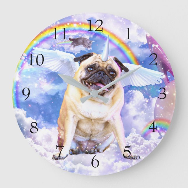Pug unicorn - Cute pugicorn                        Large Clock (Front)