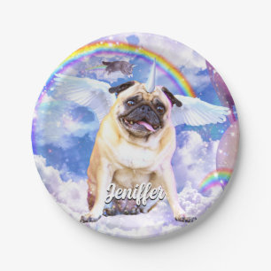 Pug unicorn - Cute pugicorn Paper Plates