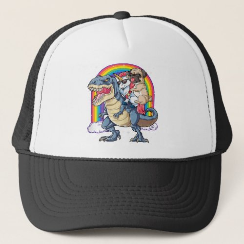 Pug Unicorn Dinosaur T Rex Kids Trucker Hat