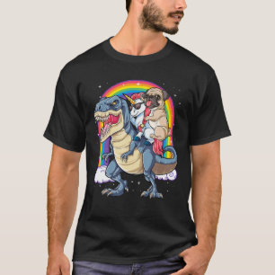 Pug Unicorn Dinosaur T Rex T Kids Girls Women Rain T-Shirt