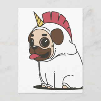 PUG UNICORN POSTCARD