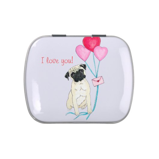 Pug Valentine Jelly Belly Candy Tin (Top)