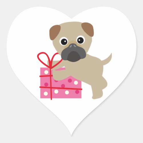 Pug Valentine Present Stickers