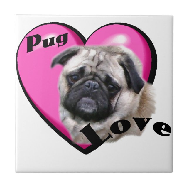 Pug Valentines Day Ceramic Tile (Front)