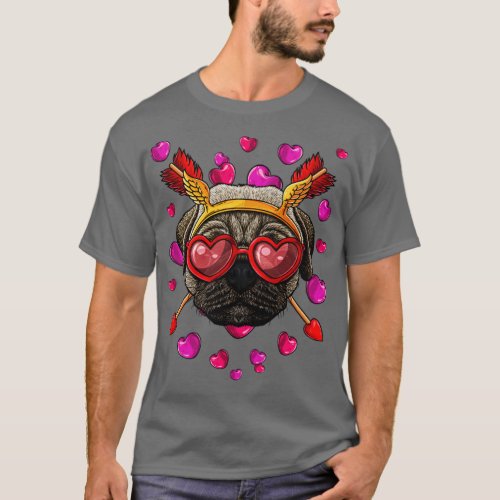 Pug Valentines Day Dog Face Heart Glasses Love Arr T_Shirt
