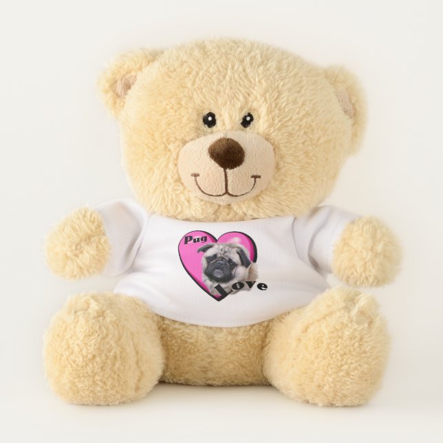 Pug Valentines Day Teddy Bear (Front)