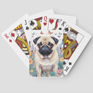 Pug Vintage Animal Nature Environment City Art Poker Cards