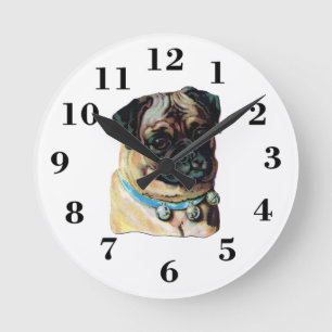 pug vintage portrait clock