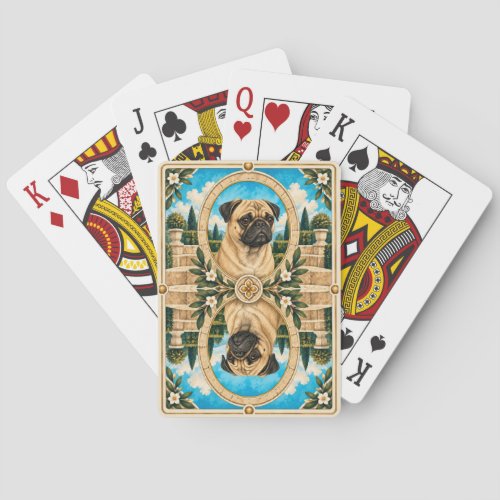 Pug, Vintage Watercolor Dog Art Poker Cards