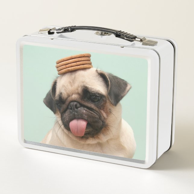 Pug Wants Treats Metal Lunch Box (Back)