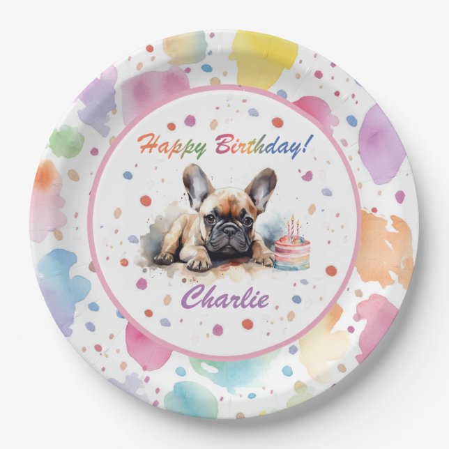 Pug Watercolor Paper Plate (Front)