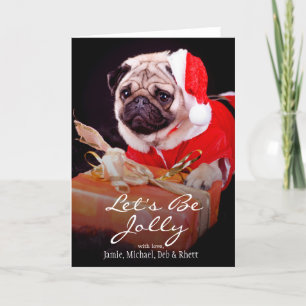 Pug wearing a Santa hat Holiday Card