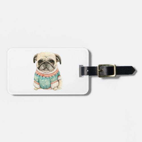 Pug Wearing A Sweater Luggage Tag