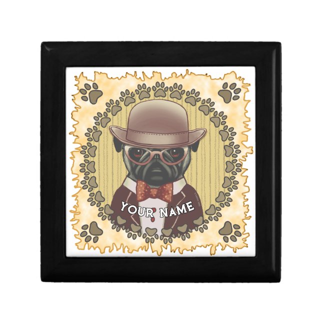 Pug Wearing Glasses Gift Box (Front)