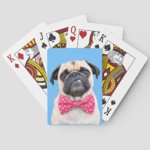 Pug Wearing Pink Bow Poker Cards
