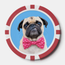 Pug Wearing Pink Bow