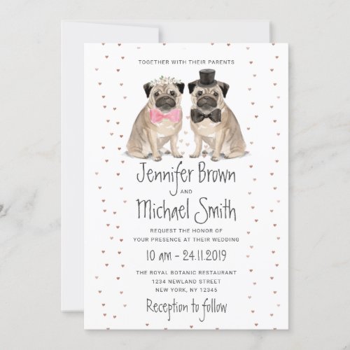 Pug wedding Dog Invitation