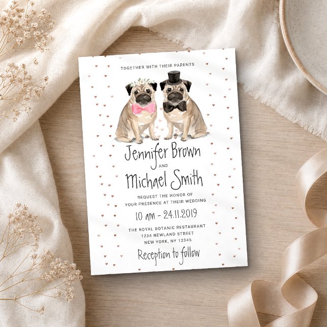 Pug wedding Dog Invitation (Creator Uploaded)