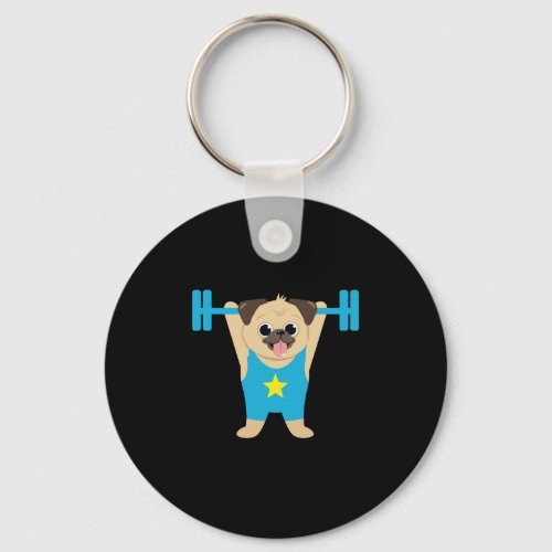 Pug Weight Lifting Funny Dog Lover Workout Fitness Keychain