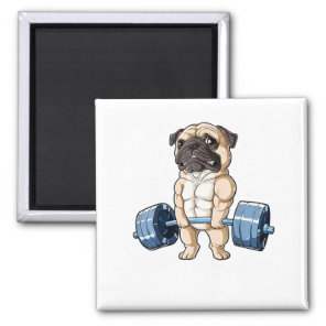 Pug Weightlifting Funny Deadlift Men Fitness Gym Magnet