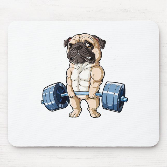 Pug Weightlifting Funny Deadlift Men Fitness Gym Mouse Pad (Front)