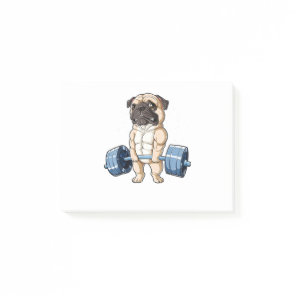 Pug Weightlifting Funny Deadlift Men Fitness Gym Post-it Notes