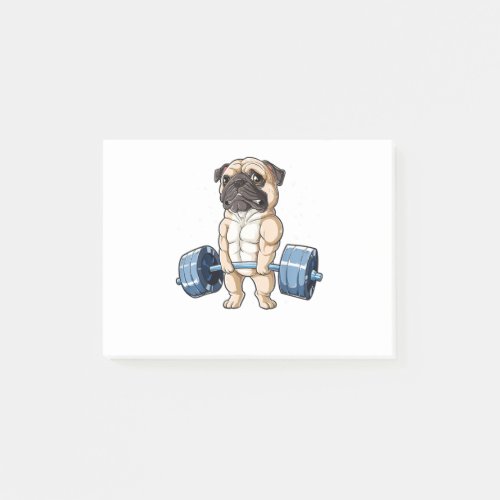 Pug Weightlifting Funny Deadlift Men Fitness Gym Post_it Notes