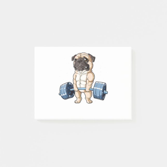Pug Weightlifting Funny Deadlift Men Fitness Gym Post-it Notes (Front)